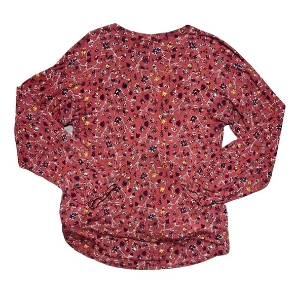 Maurices Rose Floral Print Long Sleeve V Neck Blouse S - Picture 10 of 10